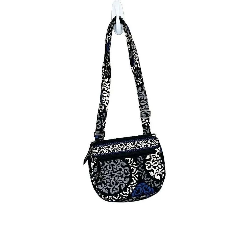 Vera Bradley canterberry cobalt crossbody bag 8” X 7”